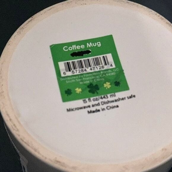 Saint Patricks Day Coffee Mug 16 Oz Ceramic Green & White - Picture 2 of 4